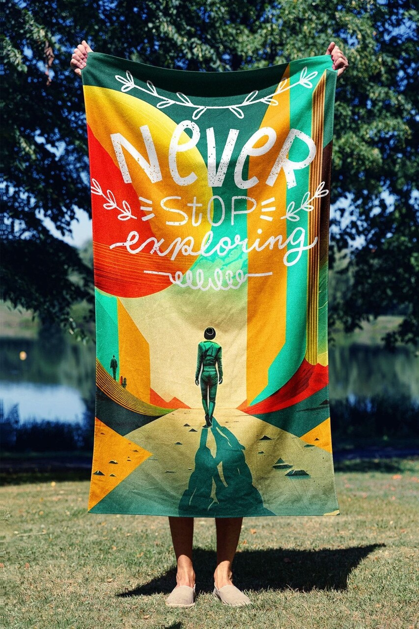 Prosop de plaja, L'essentiel Maison, Never Stop 90, 90x150 cm, Multicolor - imagine 7